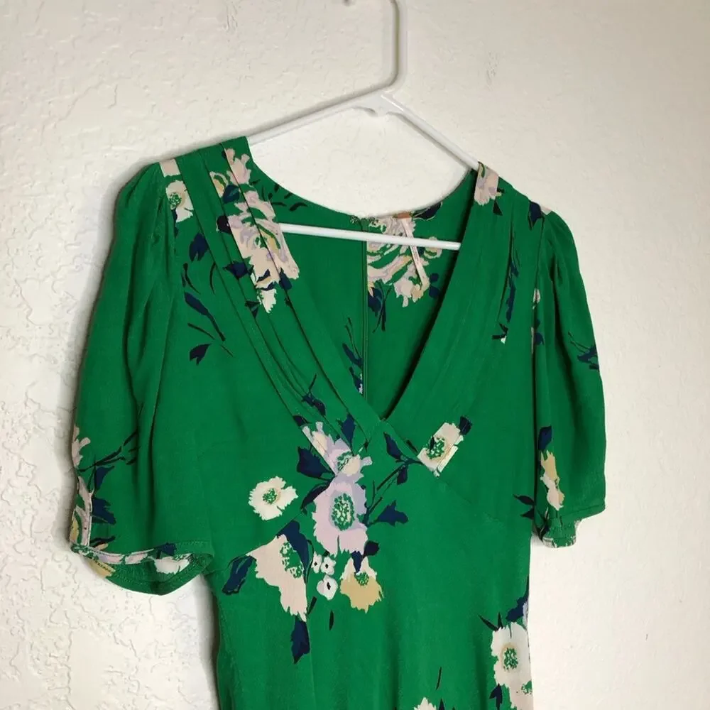 Free People Neon Garden green white floral dress size 0